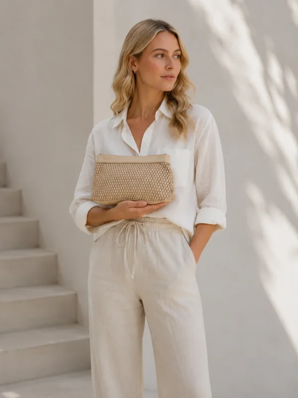Clutch mit perforiertem Muster - Sand