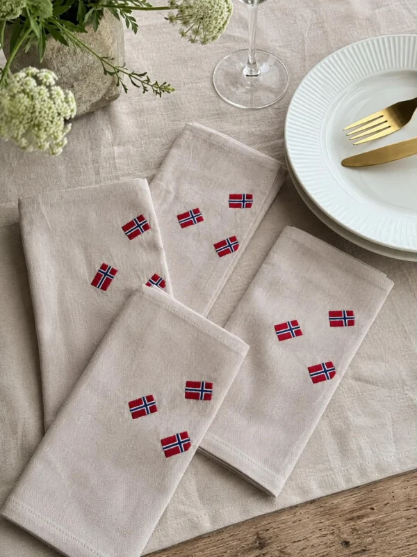 Mundservietten mit norwegischen Flaggen – 4er-Set