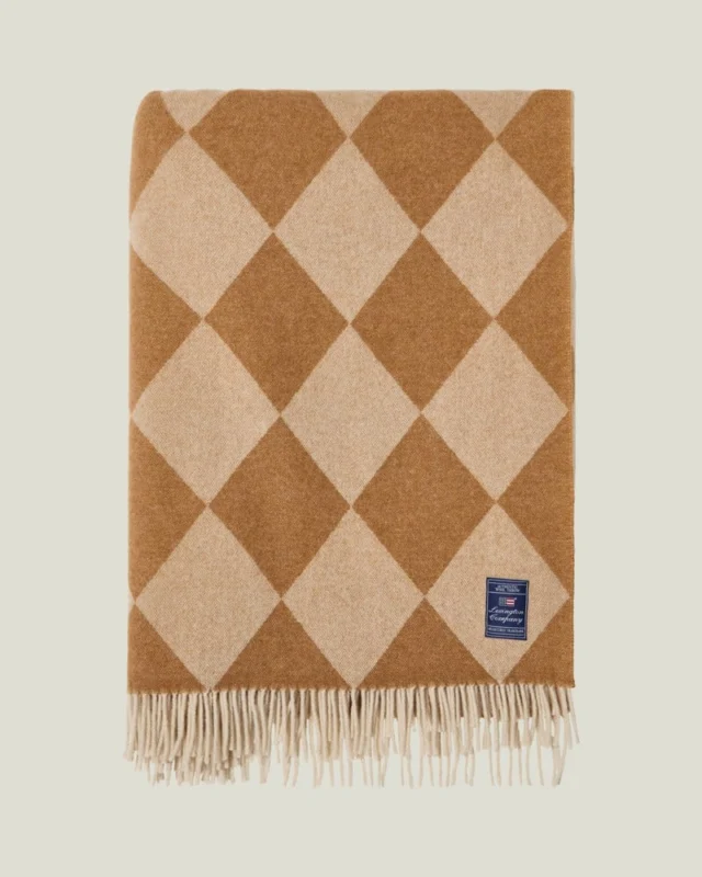 LEXINGTON Argyle Plaid aus recycelter Wolle, fudge/weiß