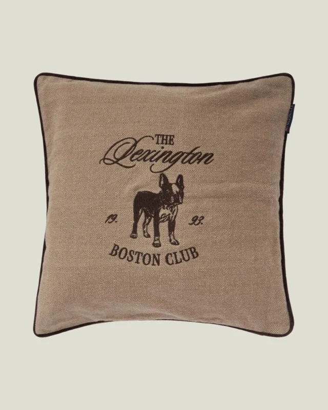 LEXINGTON Boston Club Kissenhülle aus Bio-Baumwolltweed, beige/braun