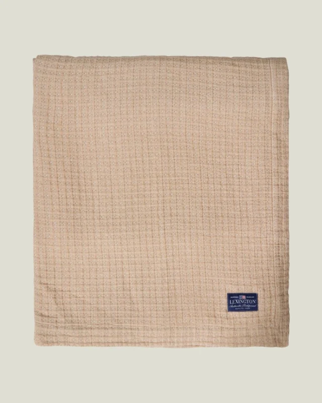 LEXINGTON Jacquard-Tagesdecke aus Bio-Baumwolle, fudge