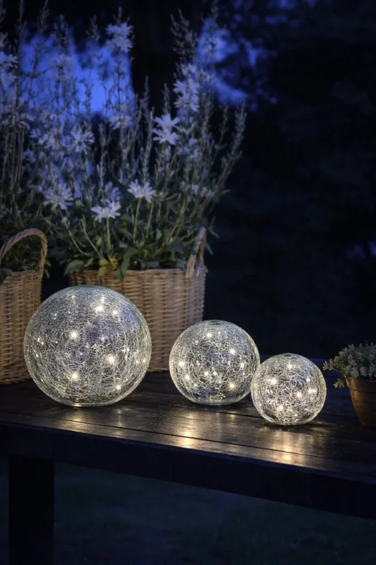 Glaskugeln mit Solarzellen – Set mit 3 Stück