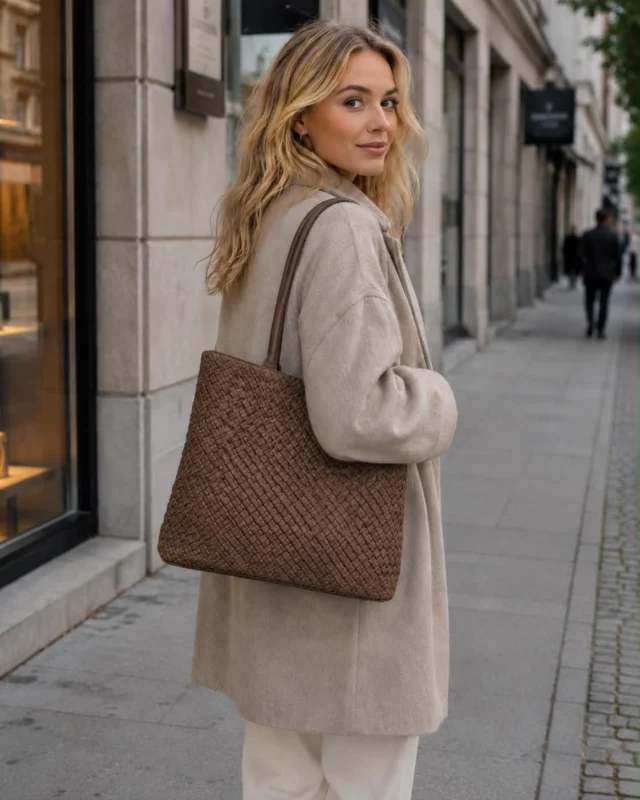 Handgeflochtene Wildleder-Handtasche - Mud