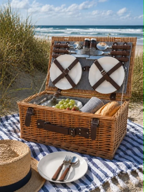Picknickkorb mit Inhalt für 4 Personen - DELUXE