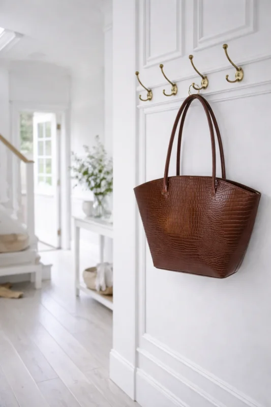 Croco-Shopper aus Leder - Cognac