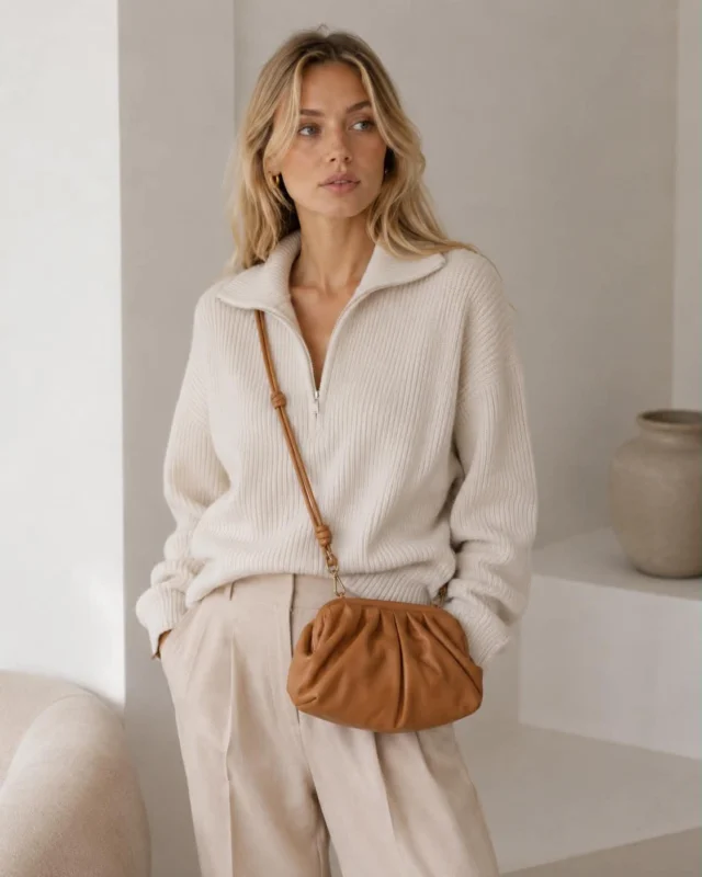 Clutch / Ledertasche Noha big cognac