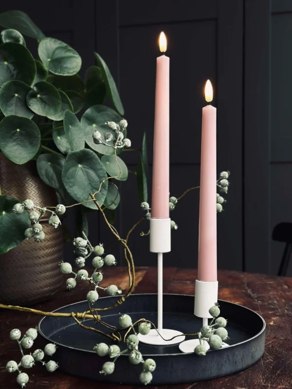 Stumpenkerzen / Set mit 2 Stück und Fernbedienung – Rosa 24 cm