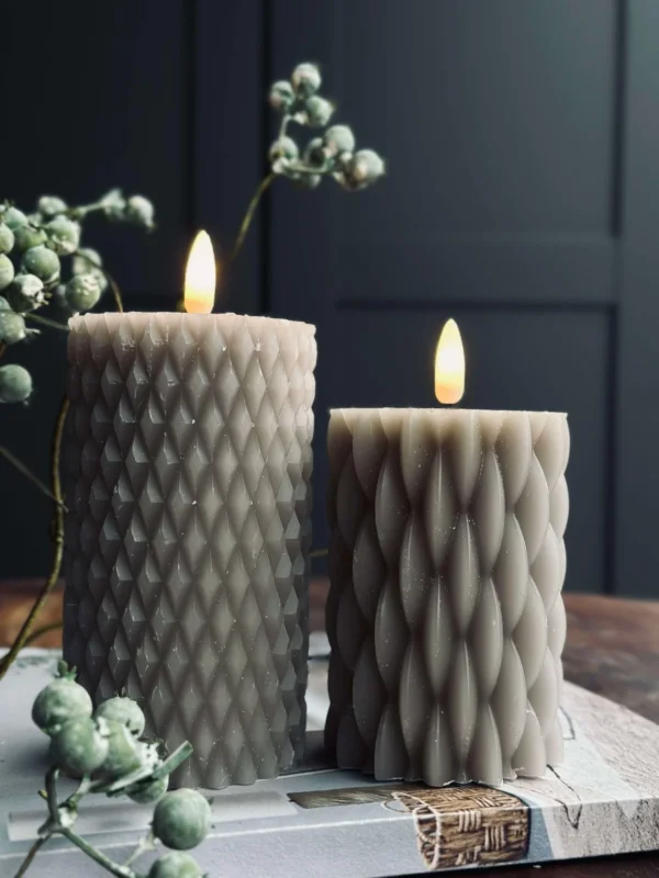 LED-Blockkerzen / Design – 2 Stk Sand