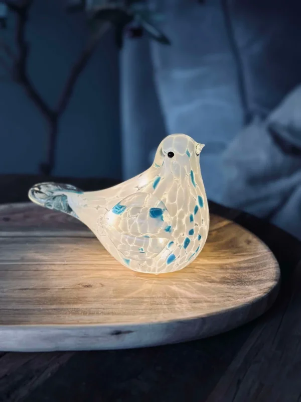 LED-Vogel aus mundgeblasenem Glas - Weiß