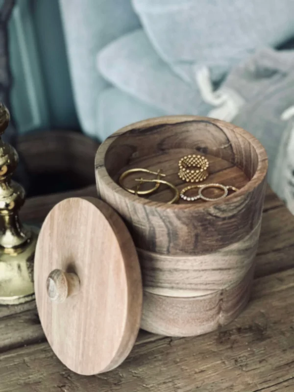 Box mit 3 Fächern und Deckel - Akazienholz