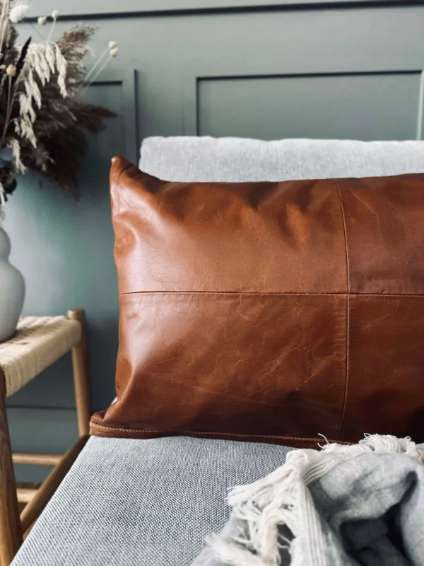 Kissenbezug Leder - Cognac 40x60