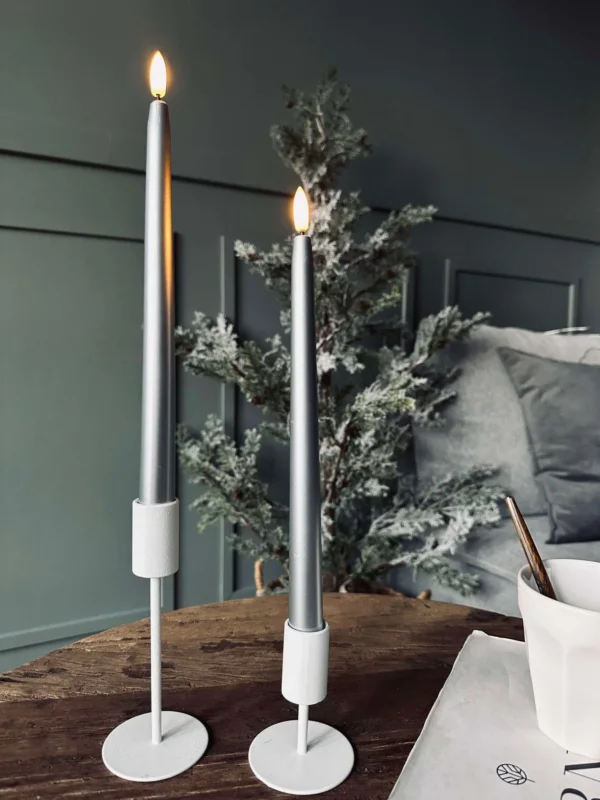 Silberne LED-Stabkerzen 2 St. - Fernbedienung inklusive