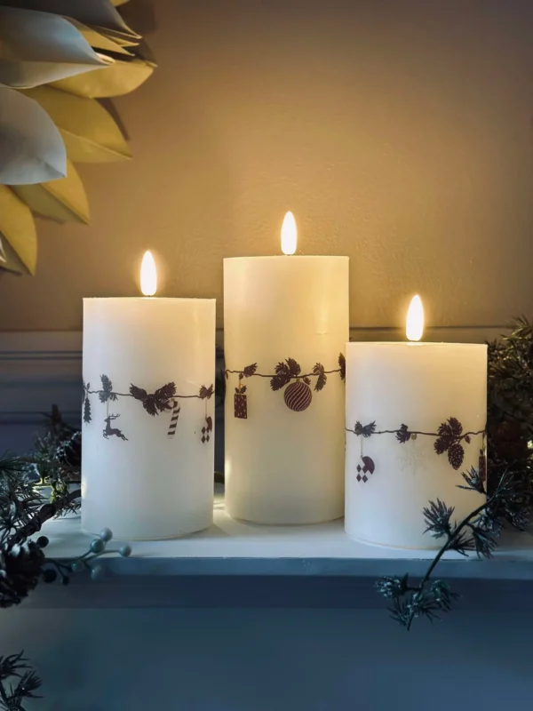 LED-Blockkerzen Weihnachten - Set mit 3 Stk.