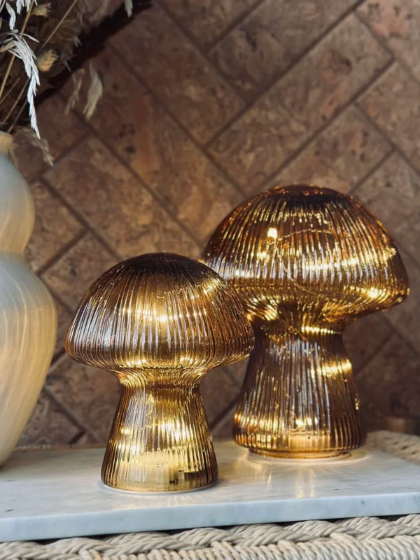 Mushroom mit Rillen 15cm - Golden