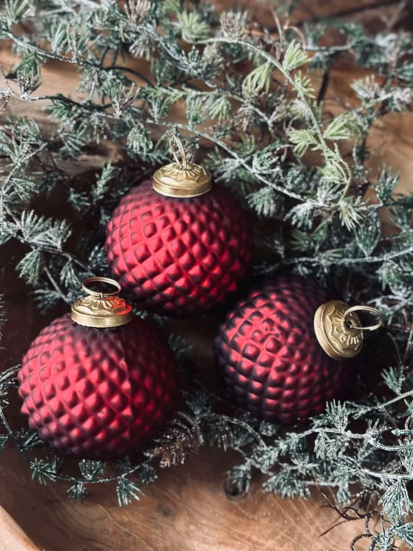 Weihnachtskugeln aus Glas Rot - Packung mit 3 Stk.