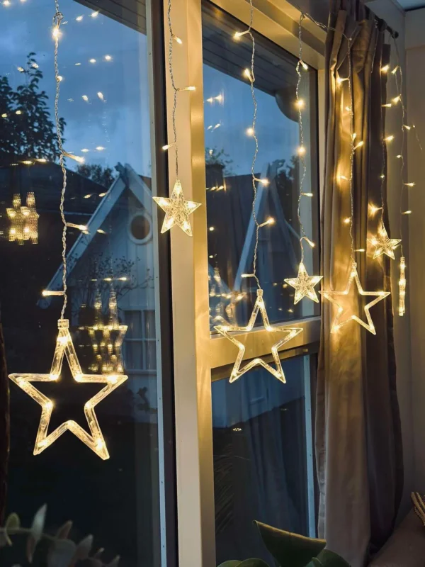 Lichterkette mit 12 Sternen - Zugelassen für innen / außen