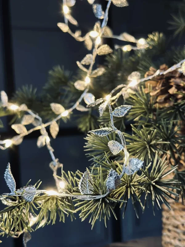 Lichterkette mit Blättern - Silver