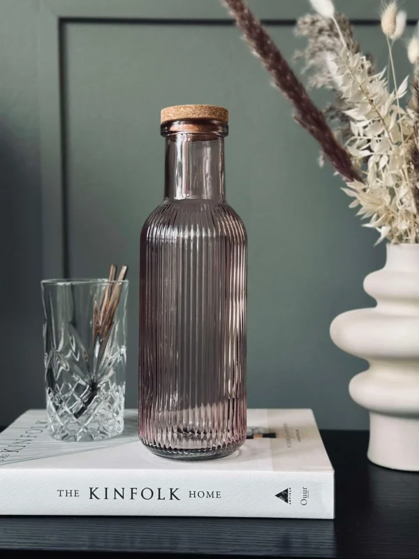 Wasserflasche mit Korkstopfen – Rosa 1 l