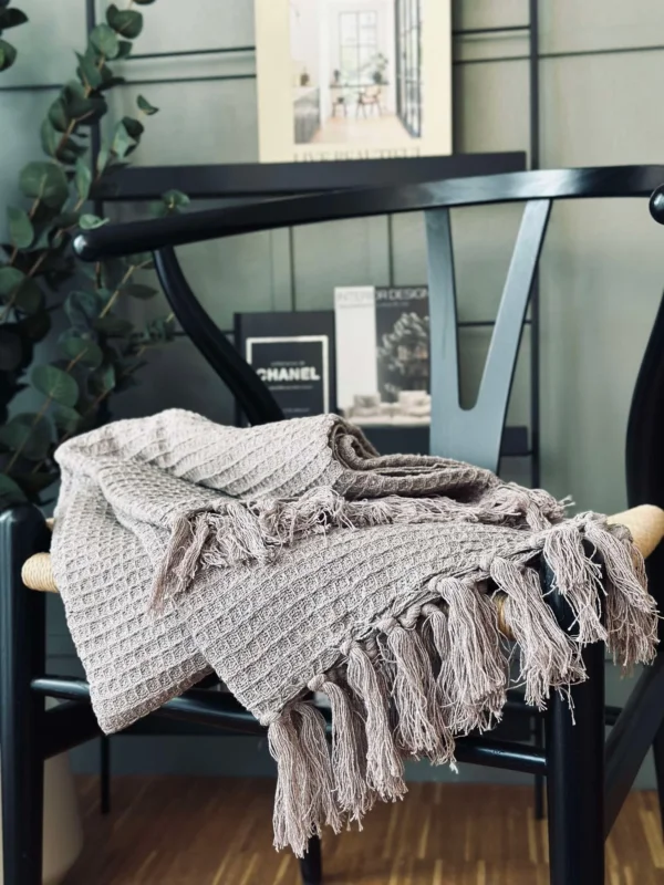 Plaid gewaffelte Baumwolle - Taupe