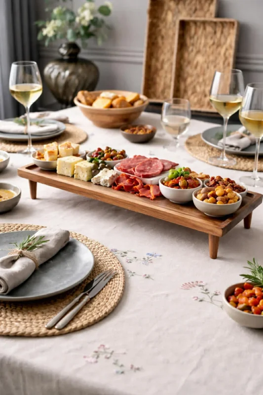 Servierbrett mit Beinen aus Akazienholz – Perfekt für Tapas