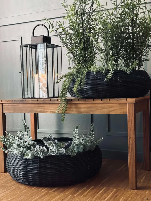 Korbset Rattan - Schwarz 2 Stk.