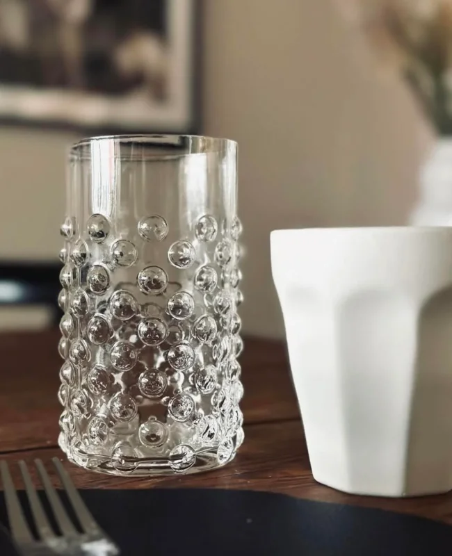 Wasserglas klares Glas mit Punkten - 4er-Pack