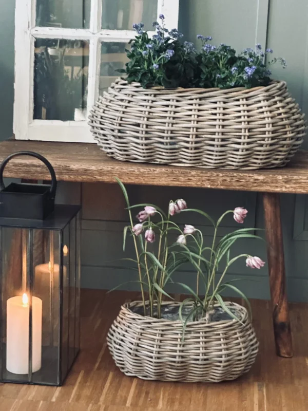 Pflanzenkörbe - Set mit 2 Stk. Ovales Rattan