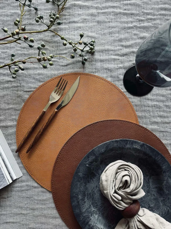 Wendbares Platzset - Cognac / Natur