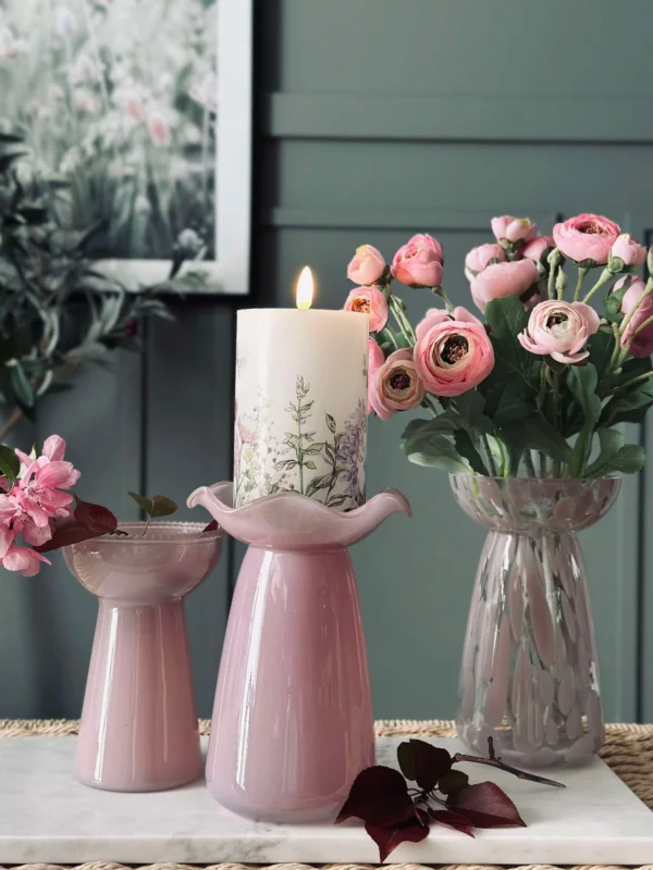 Hyazinthenvase mit Blumenrand - Rosa
