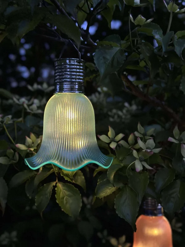 Pendel Flower mit Solarzellen - Aqua