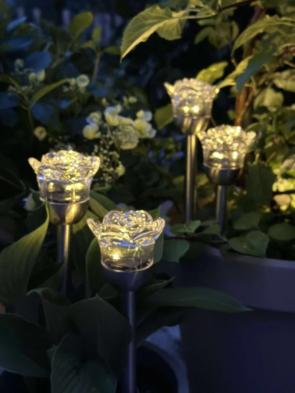 Fackel mit Solarzellen FLOWER – Set mit 4 Stück