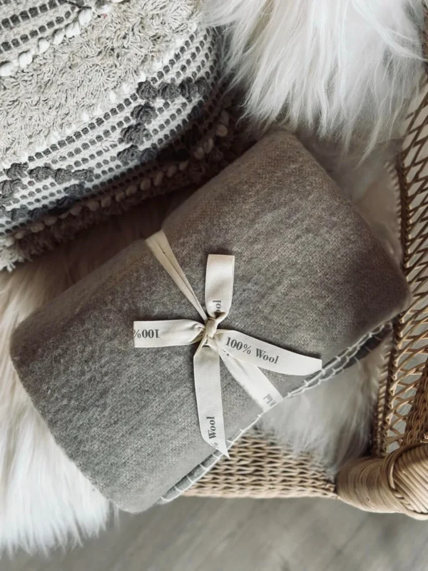 Plaid 100 % Wolle - Beige / Natur
