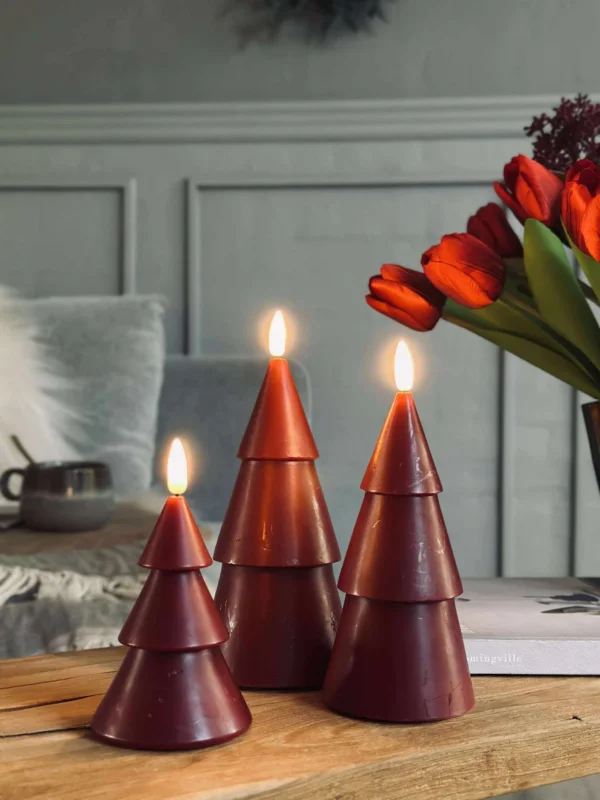 LED Weihnachtsbaum 3 Stk. m. Fernbedienung Rot