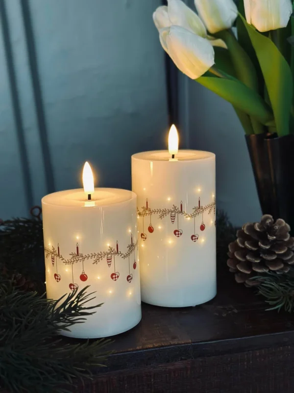 LED Blockkerzen TWINKLE CHRISTMAS - Set mit 2 Stück.