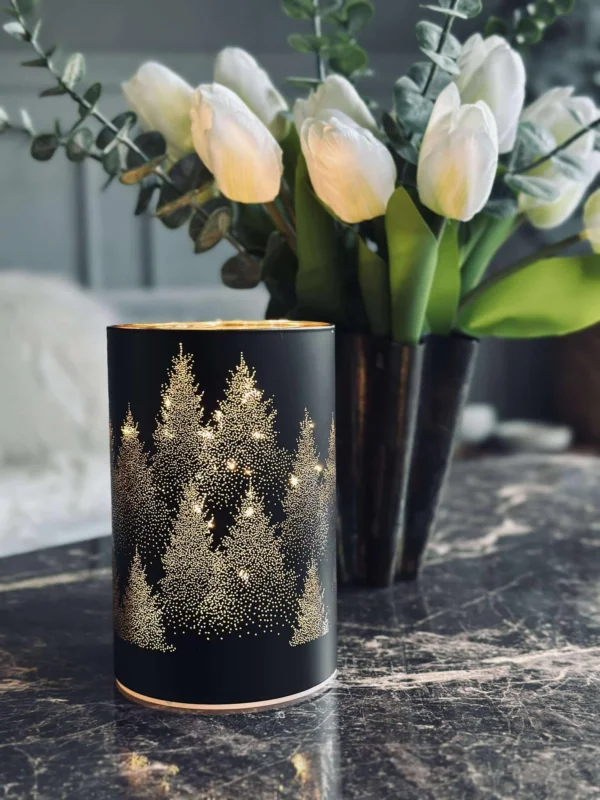 Laterne mit LED-Licht - Black / gold