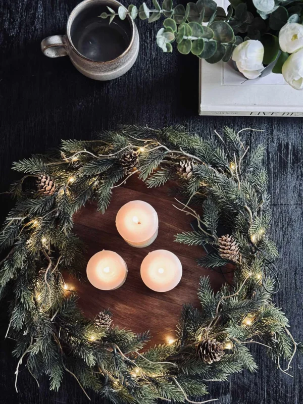 Weihnachtskranz mit Licht - Ohne Schnee