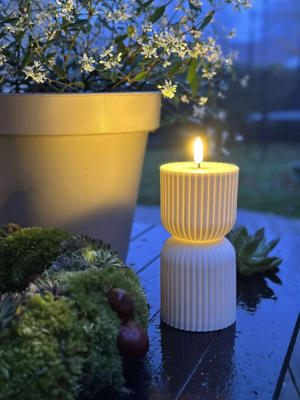 LED-Blockkerze Weiß Stundenglas - Außen