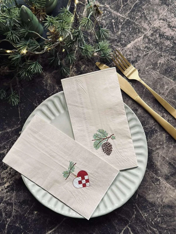 Servietten Weihnachten - 20 Stk. Herz / Zapfen