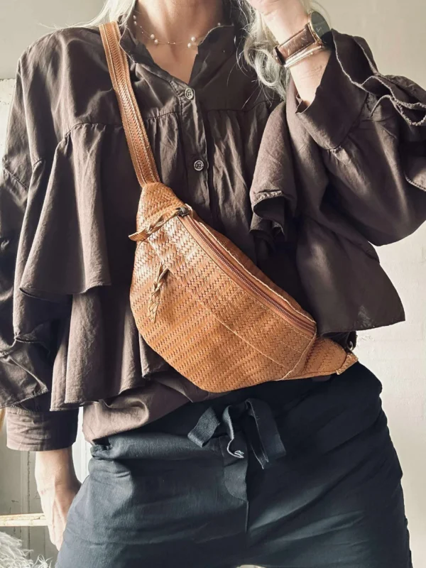 Bumbag Tasha - Cognac geflochten