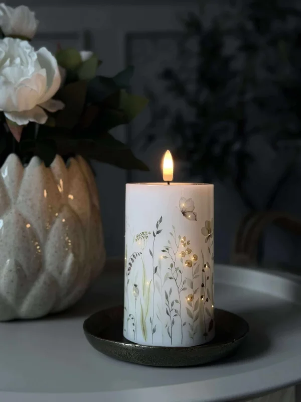 LED-Blockkerze Flower TWINKLE - 12,5 cm