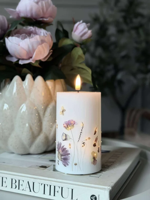 LED-Blockkerze Flower TWINKLE - 12,5 cm