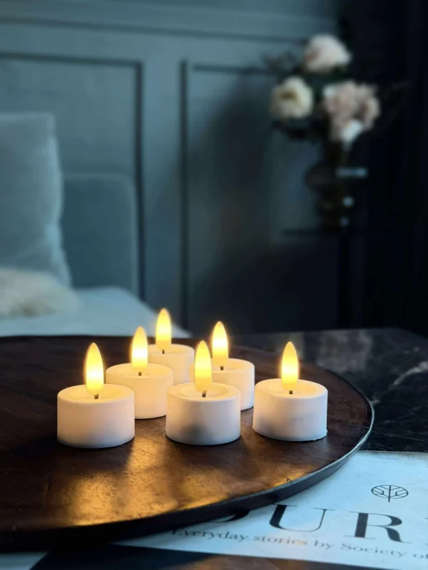 LED-Teelichter 6 Stk. + Fernbedienung mit Timer