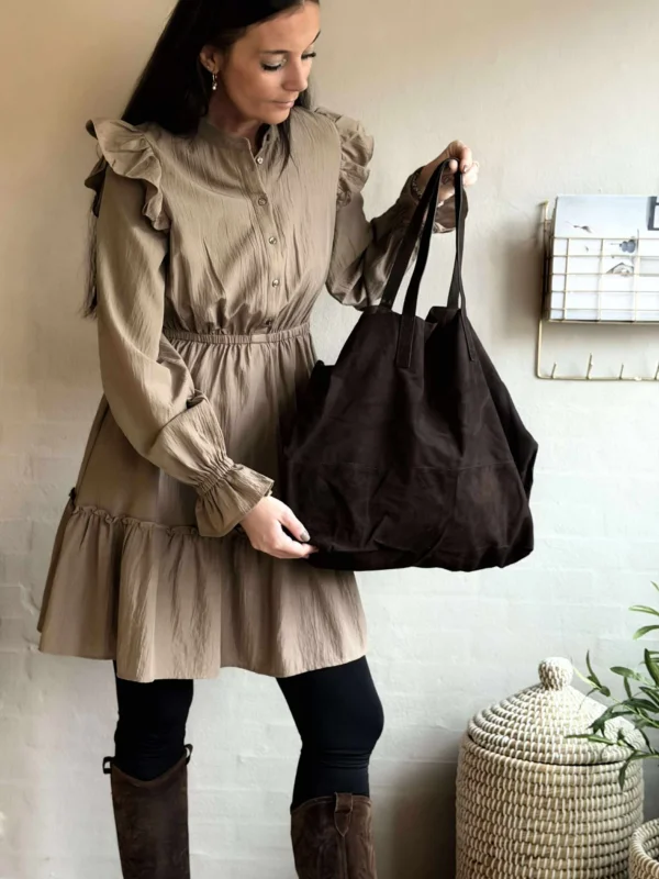 Shopper Julia Veloursleder - Dark Coffee