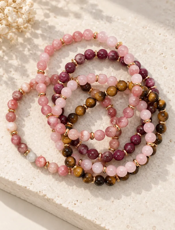 Armband Mollie – Natur / Rosé-Mix