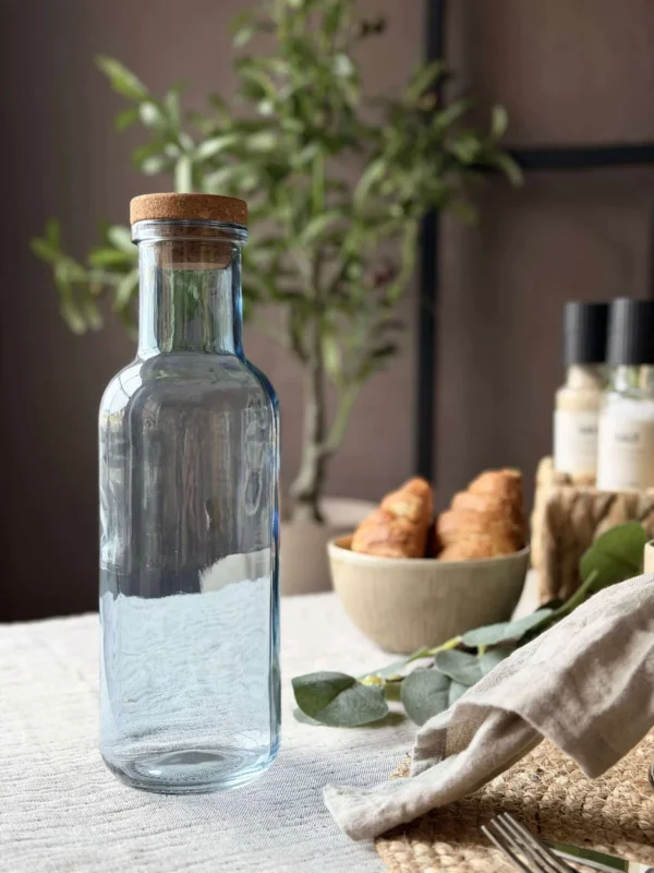 Wasserflasche mit Korkverschluss – Blue 1 l