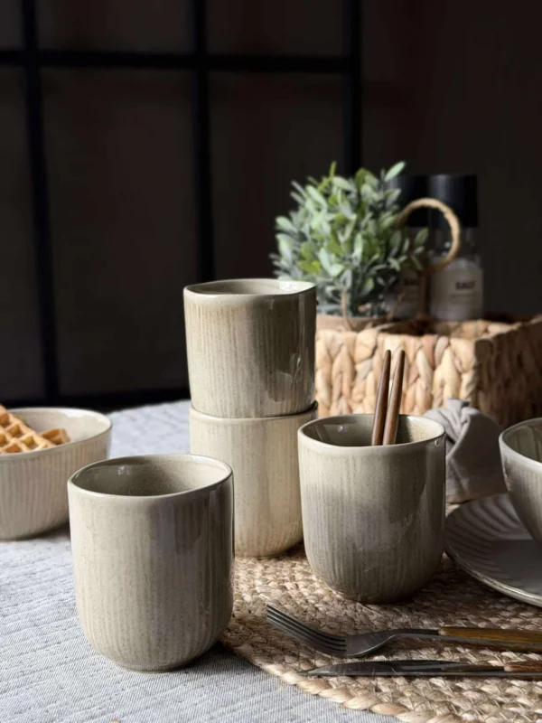 Becher Lydia Keramik - Set mit 4 Stk Beige