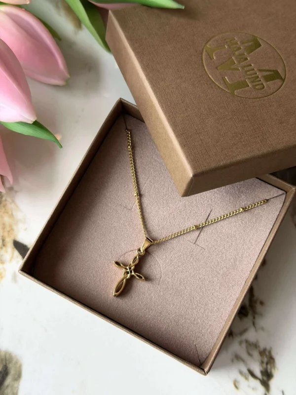 Halskette mit Kreuz Sapphira - vergoldet