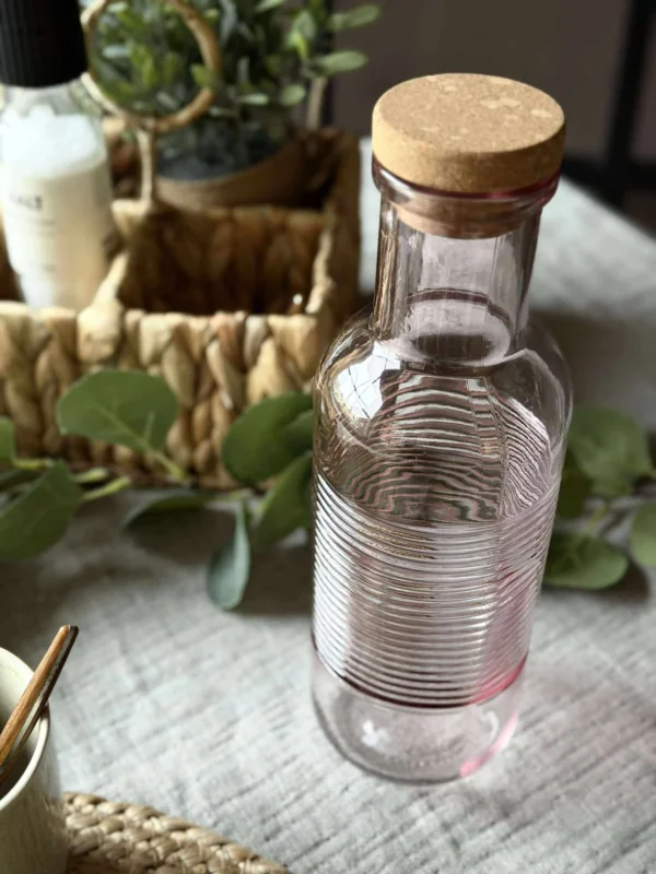 Wasserflasche mit Korkverschluss – Rosa 1 l