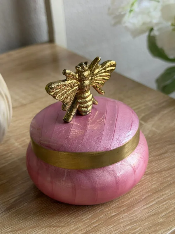 Dose mit Deckel – Pink mit Biene