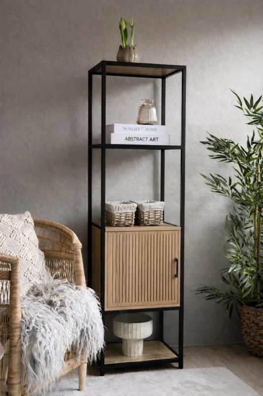 Regal mit Regalböden und Schrank - Schwarz